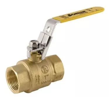 1-1/2" Jomar Valve JF-100T-LH, 2 Piece, Full Port, Brass, NPT Threaded, Latch Lock Handle, 600 WOG Ball Valve