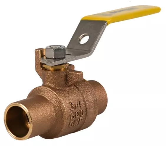 1-1/2" Jomar Valve S-200CSS, 2 Piece, Full Port, Soldered Ends, Bronze, Stainless Steel Ball & Stem, 600 WOG Ball Valve
