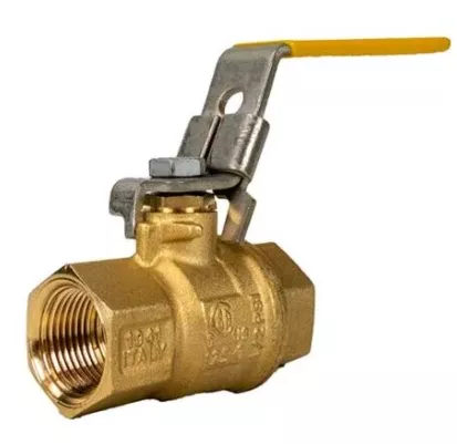 1-1/2" Jomar Valve T-100NE-LH, 2 Piece, Full Port, Brass, NPT Threaded, Stainless Steel Latch Lock Handle, 600 WOG Ball Valve