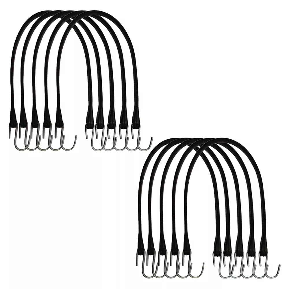 10 PACK 21" Heavy Duty Tarp Straps Tie Down Bungee Cords S-Hook Boat Covers