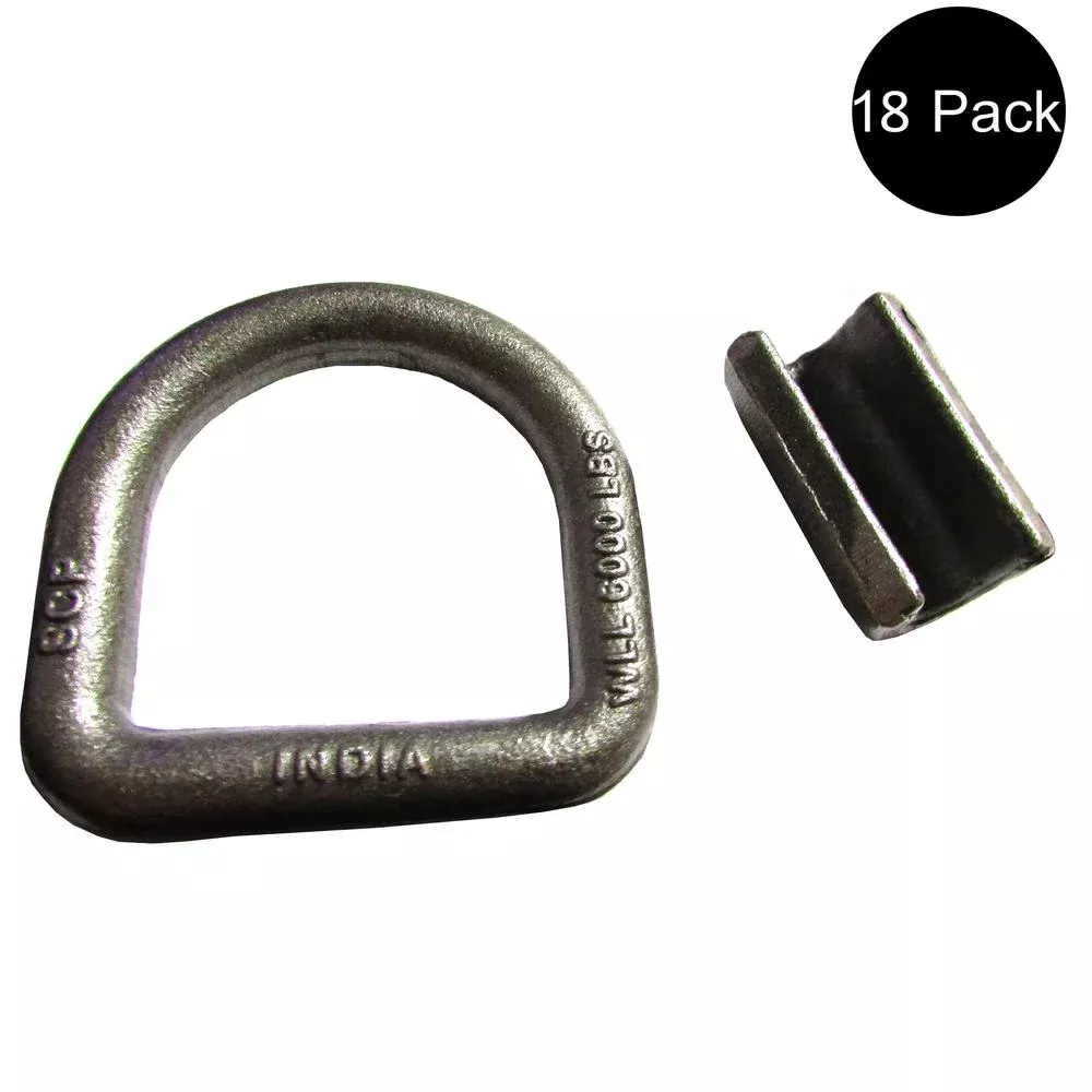 (18) 5/8" Weld-On D-Rings Flatbed Truck Trailer Rope Straps Tie-Down Chain Ring