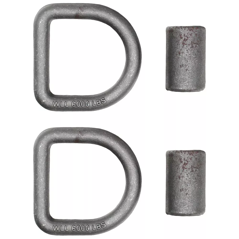 (2) 5/8" D-Ring Weld-On Safety Chain/Rope/Strap/Tie-Down Anchor Flatbed Truck