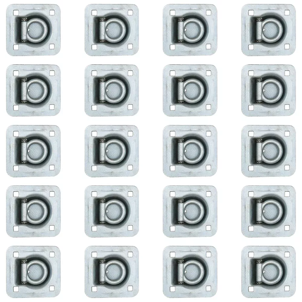 20pk Flush Mount Recessed Ring Trailer Cargo Tie Down Control D-Rings 6000 lbs