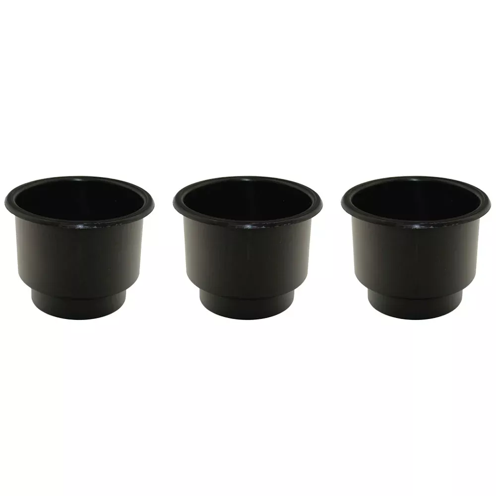 (3 Pack) Large Jumbo Cup Holders Black Plastic Boat RV Car Truck Insert