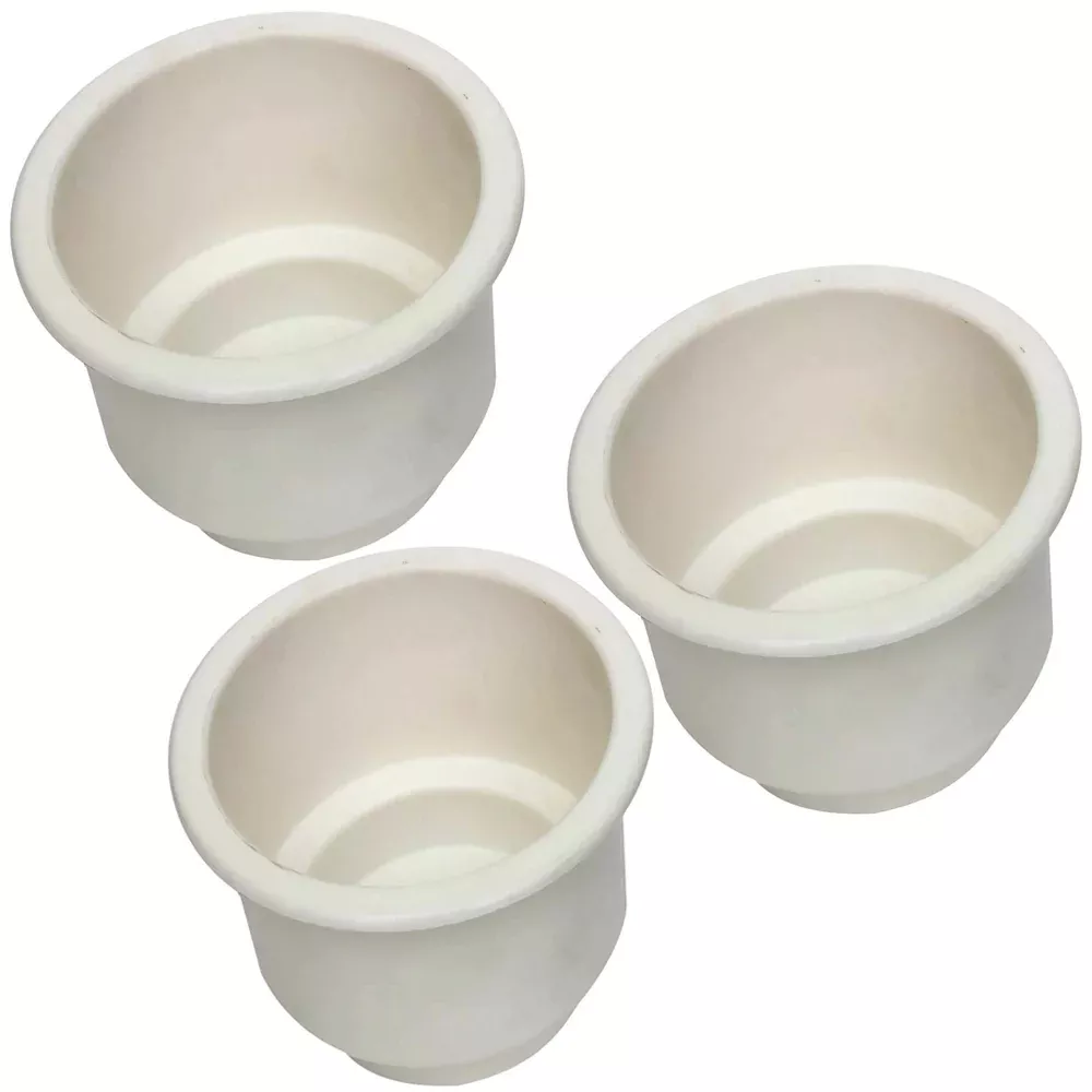 3 Pack White Plastic Cup Holder Boat RV Car Truck Inserts Large Size Jumbo