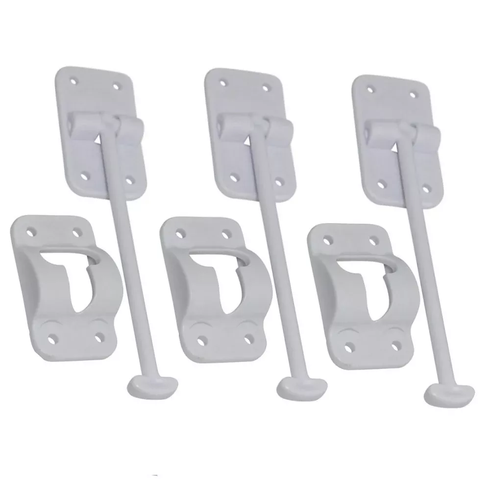 3 Sets - 6" T-Style Door Latch Holder RV Camper Trailer Cargo Hatch White