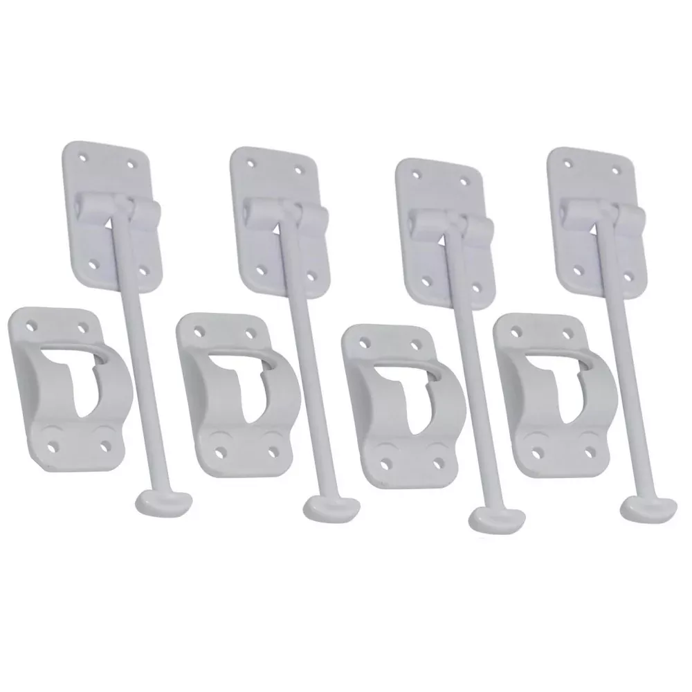 4 Sets - 6" T-Style Door Latch Holder RV Camper Trailer Cargo Hatch White