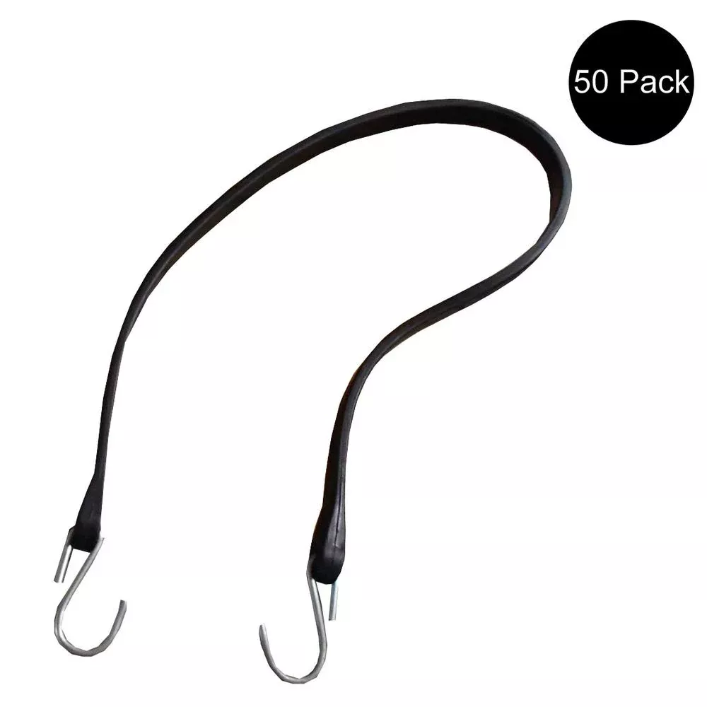 50-Pack 31 Inches Long Natural Rubber Tarp Strap Bungee Cord