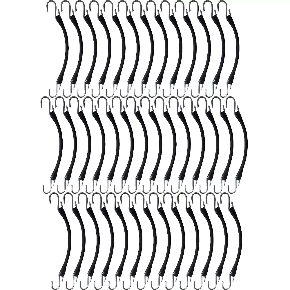 50 Tarp Straps for Flatbed Trailers - 9" Long Natural Rubber Bungee Cords