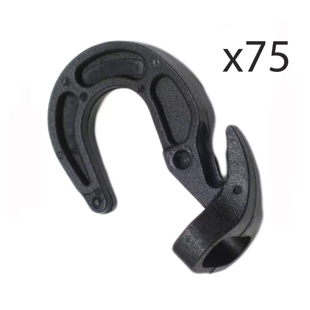 (75)Pack of Shock Cord Hooks Adjustable for Rubber Bungee Bungie Tarp Boat Cover