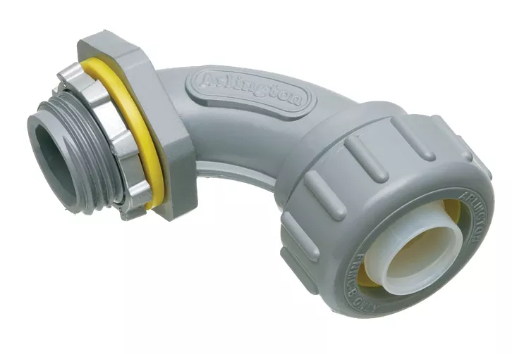 Arlington NMLT9075 3/4" Non-Metallic Liquidtight 90deg Connector, Gray