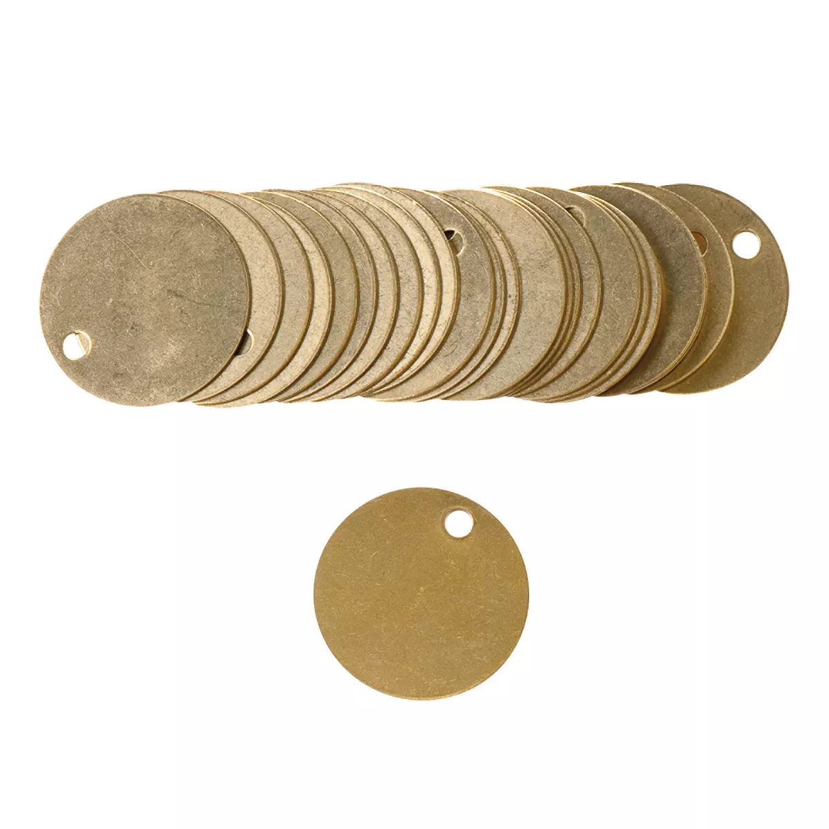 Brady 23210 Blank Valve Tags, 1-1/2" Dia, Brass
