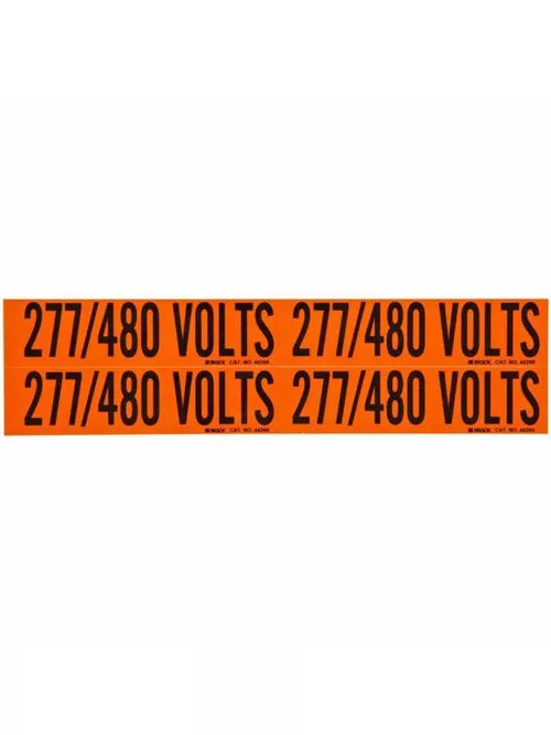 Brady 44260 277/480 VOLTS Label, Card of 4 Labels