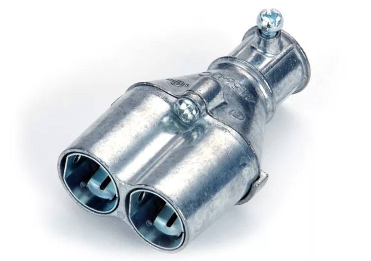 Bridgeport 4156-DC 1/2" Transition Coupling, EMT to Duplex AC/MC, Die Cast