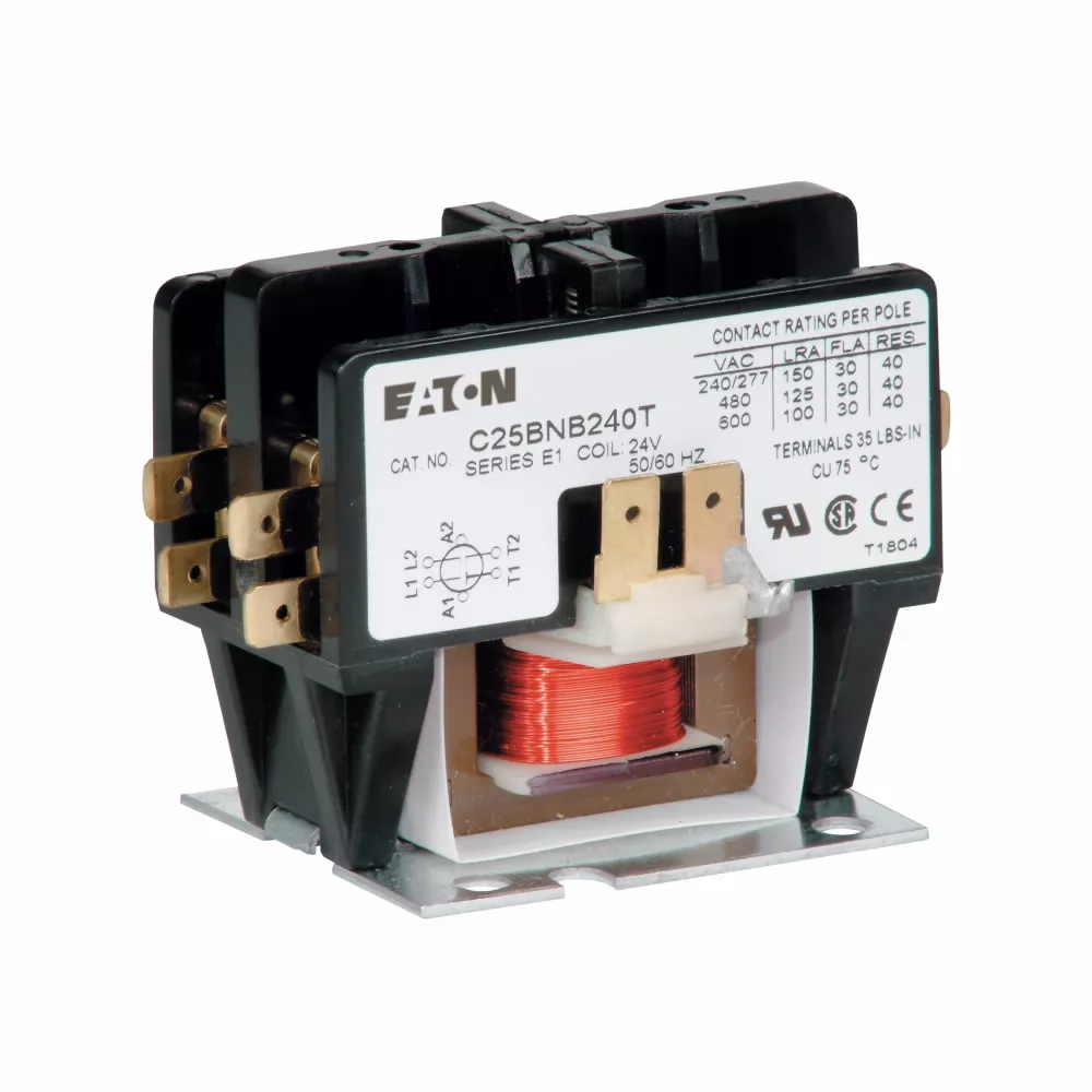 Eaton Electrical C25BNB220B 600 VAC 30 Amp 2.2 kW 2-Pole Contactor