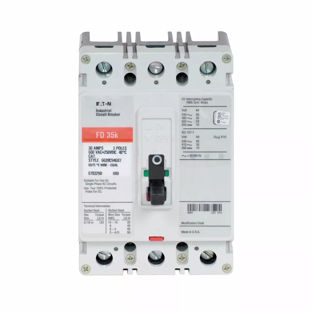 Eaton Electrical FD3100L Series C F Frame Molded Case Circuit Breaker