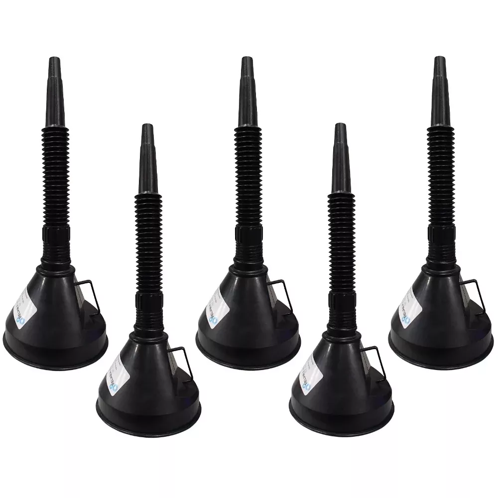 Five 6" Diameter Funnels with Inside Screen and Bendable & Detachable Hose