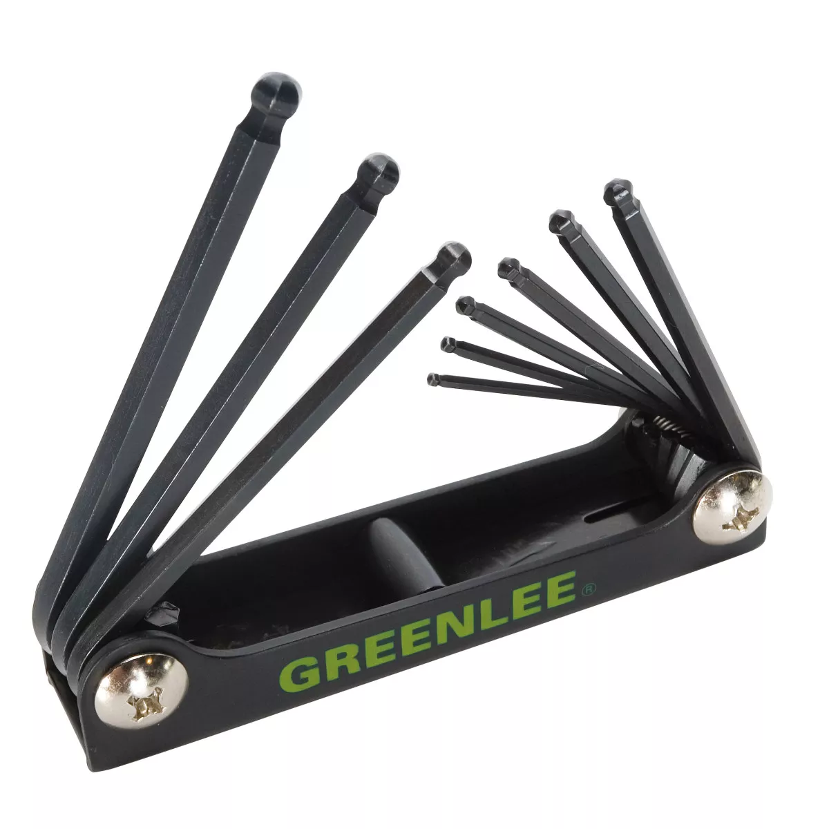 Greenlee 0254-12 4-3/8" 9-Piece Powder Coated Folding Ball End Hex Key Set