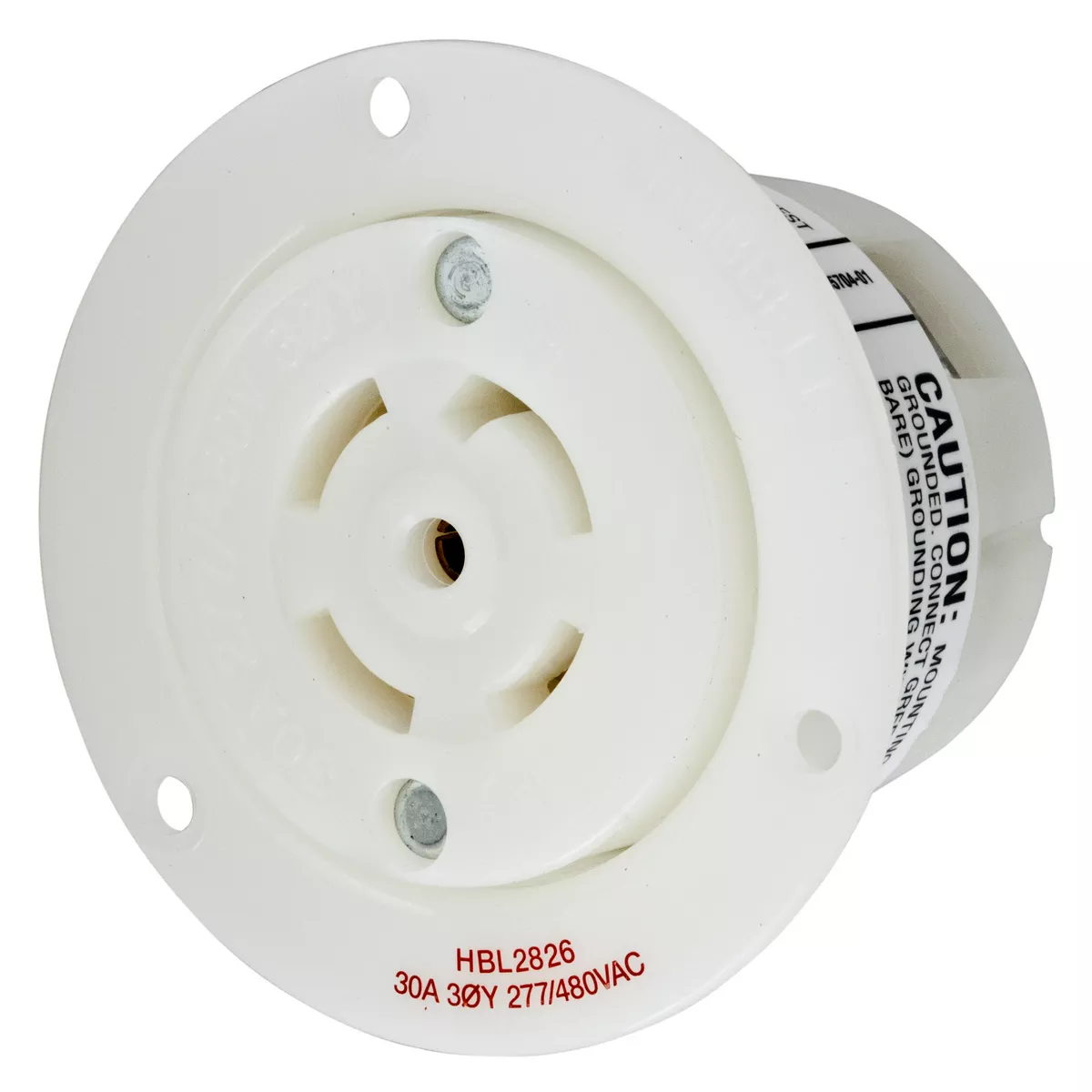 Hubbell HBL2826 Locking Flanged-Receptacle, 30A 3PH 277/480V, L22-30R