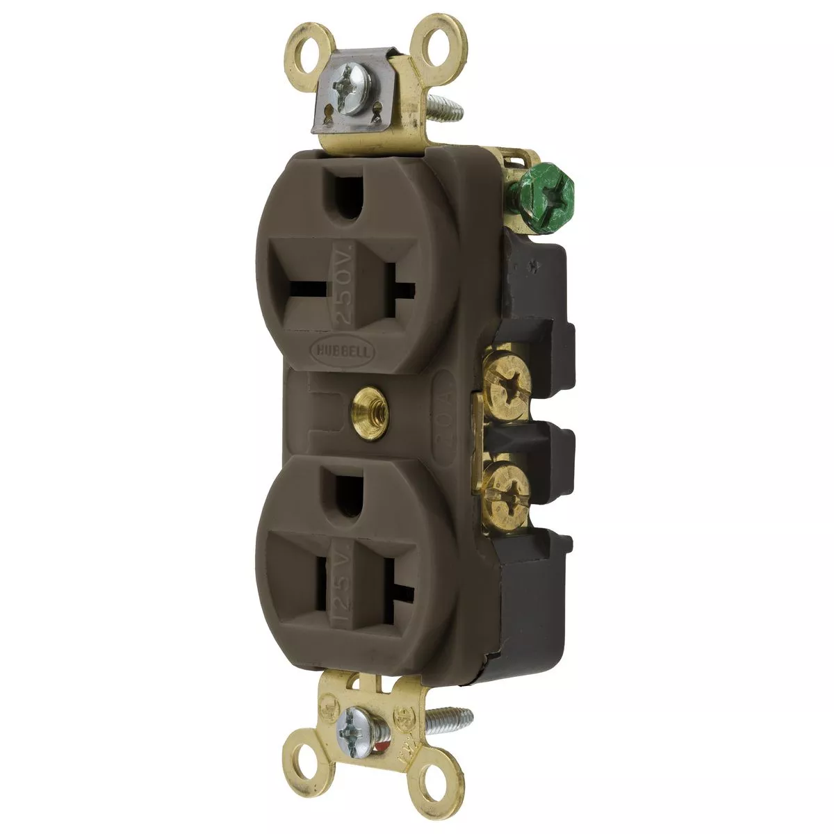 Hubbell HBL5492DUP Receptacle, 20A COMBO, 5&6-20R, BR