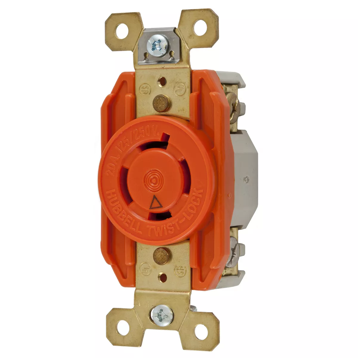 Hubbell IG2410 20 Amp 125/250 Volt Orange L14-20R Isolated Ground Locking Device Receptacle