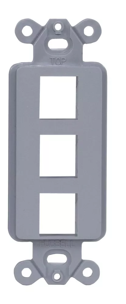 Hubbell ISF3GY 1-Gang Gray 3-Port Face Plate