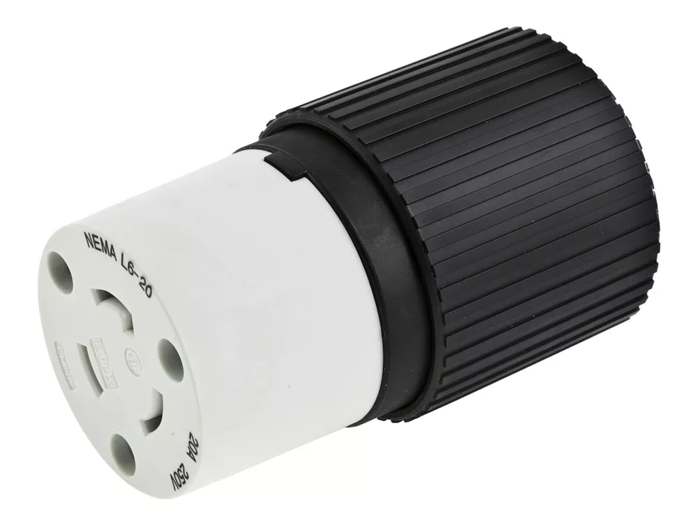 Hubbell L730C 30 Amp 277 Volt 2-Pole 3-Wire NEMA L7-30R Black and White Locking Connector Body