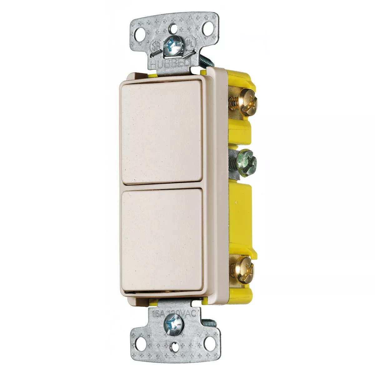 Hubbell RCD101LACOMBO, 2) 15A SP ROCKER, LA