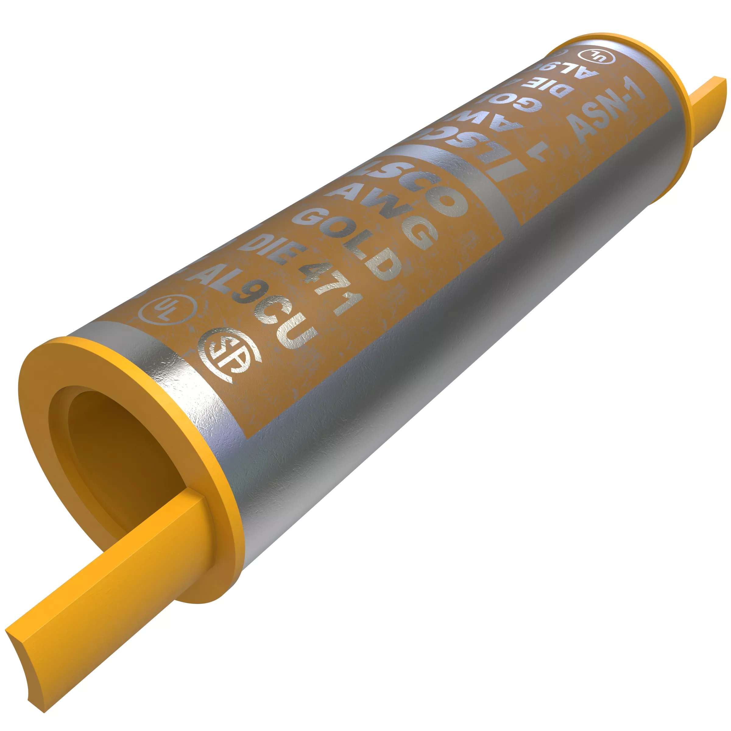 Ilsco ASN-1 SureCrimp Aluminum Compression Sleeve, Conductor Size 1, Tin Plated, UL, CSA