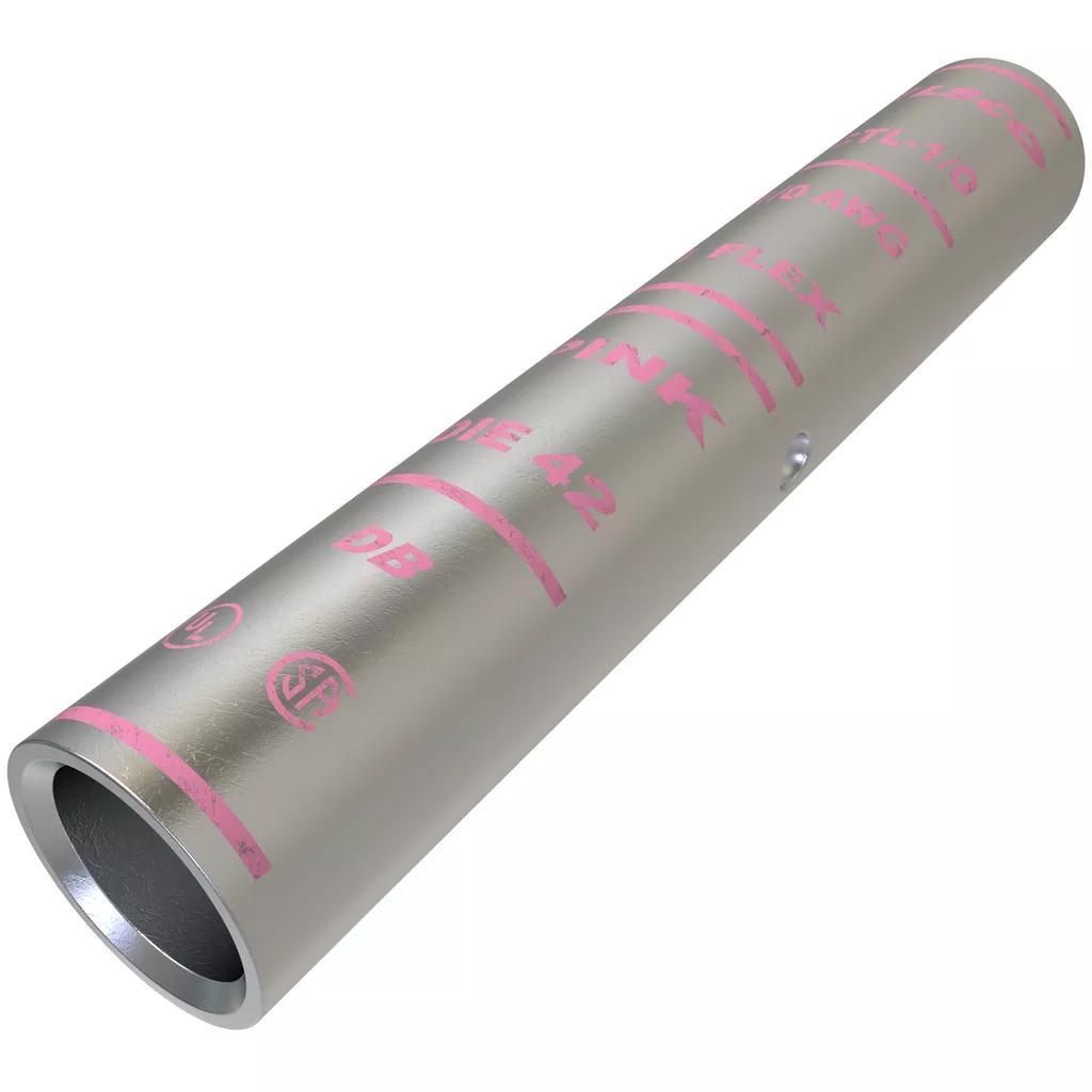 Ilsco CTL-1/0 SureCrimp Copper Compression Sleeve, Conductor Size 1/0, Long Barrel, Tin Plated, UL, CSA