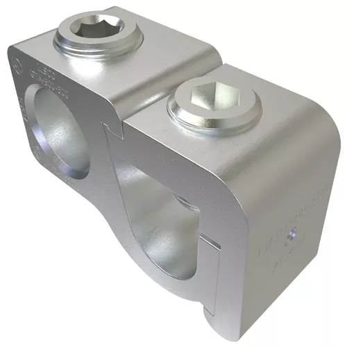 Ilsco GTA-500-500 Aluminum Parallel Tap Connector, Dual Rated, Main Conductor Range 500-350, Tap Range 500-2, Tin Plated, UL, CSA