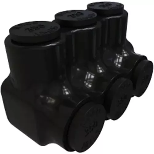 ILSCO PBTS-3-350-SR NIMBUS INSULATED ALUMINUM MULTI-TAP CONNECTOR CONDUCTOR RANGE 350-6 3 PORTS SINGLE SIDED ENTRY TIN PLATED UL CSA SR