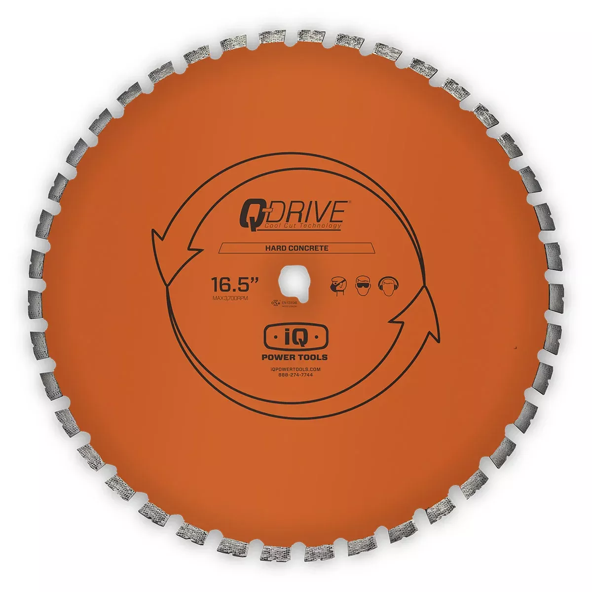 IQ Power Tools 16.5 in. Q-Drive Hard Concrete Orange Blade with Silent Core