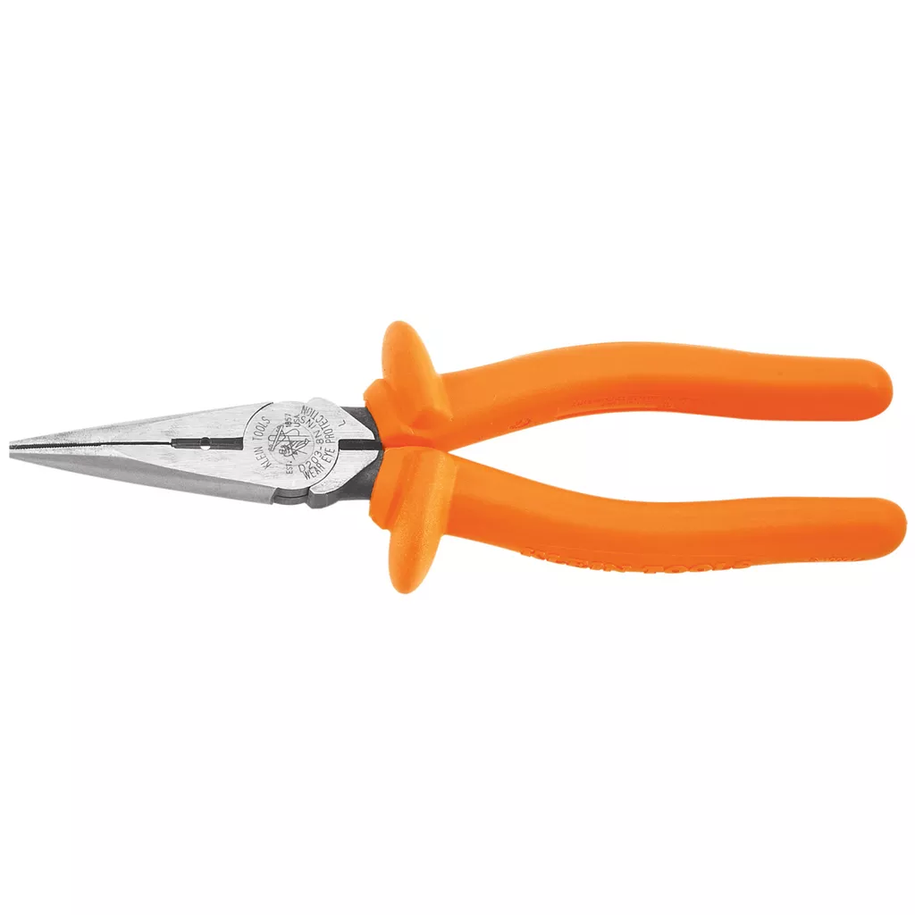 Klein D203-8-INS Long Nose Pliers, Insulated, 8"