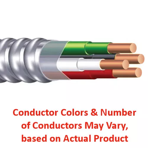 MC-S Cable 12/2 Solid Copper BLUE/WHITE w/Ground, Steel Jacket (250ft Coil)