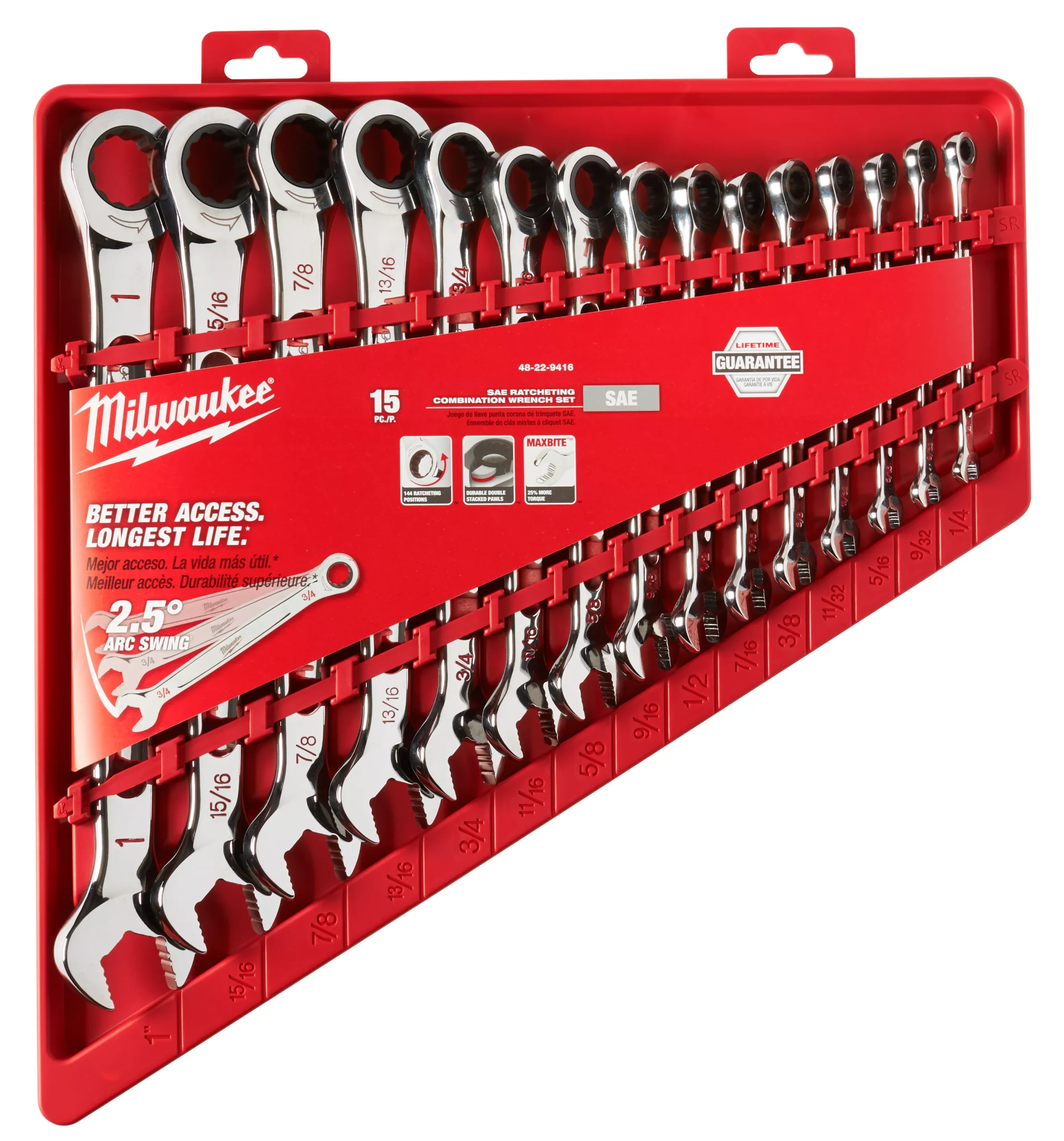 Milwaukee 48-22-9416 15pc Ratcheting Combination Wrench Set - SAE