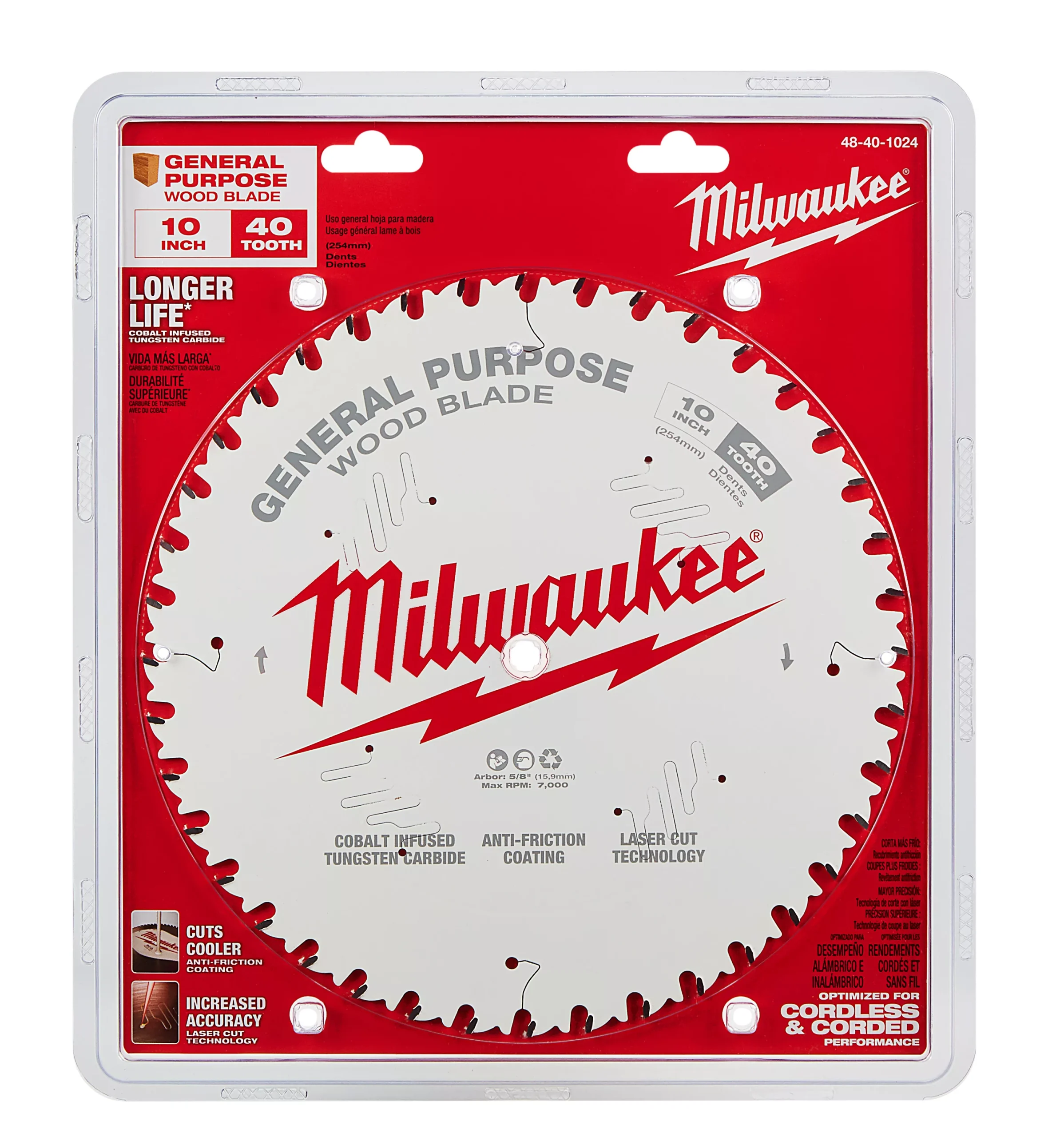 Milwaukee 48-40-1024 10" 40T General Purpose Circular Saw Blade
