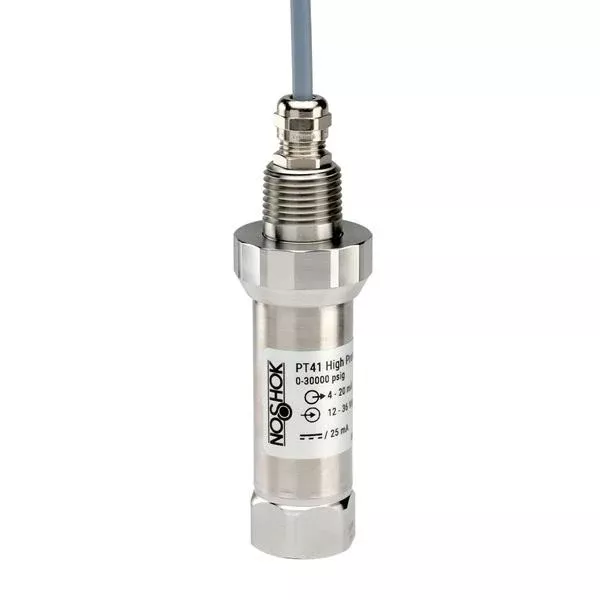 NOSHOK PT41 Series High Pressure Fixed Range Pressure Transmitter PT41-100000psig-2-1-6-18, 0 to 100000 psig, 4 mA to 20 mA, 2-Wire, ±0.25% Span, DIN Form A With 3 Ft Cable
