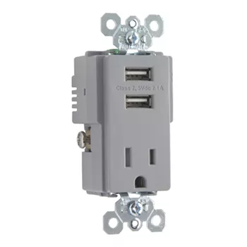 P&S TR5261USB-GRY 15A TR & USB GRAY
