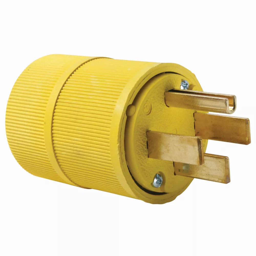 Pass & Seymour 1451 Gator Grip Plug, 3pole 4wire 50amp 125/250V, yellow