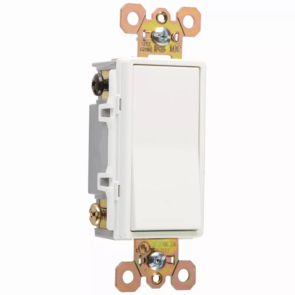 Pass & Seymour 2622-W Double Pole, Back And Side Wire, Decorator Switch, 20 Amps, 120/277 Volts, White.