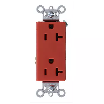 Pass & Seymour 26342-RED Heavy-Duty Decorator Spec Grade Duplex Receptacle Side Wire 20A 125V - Red