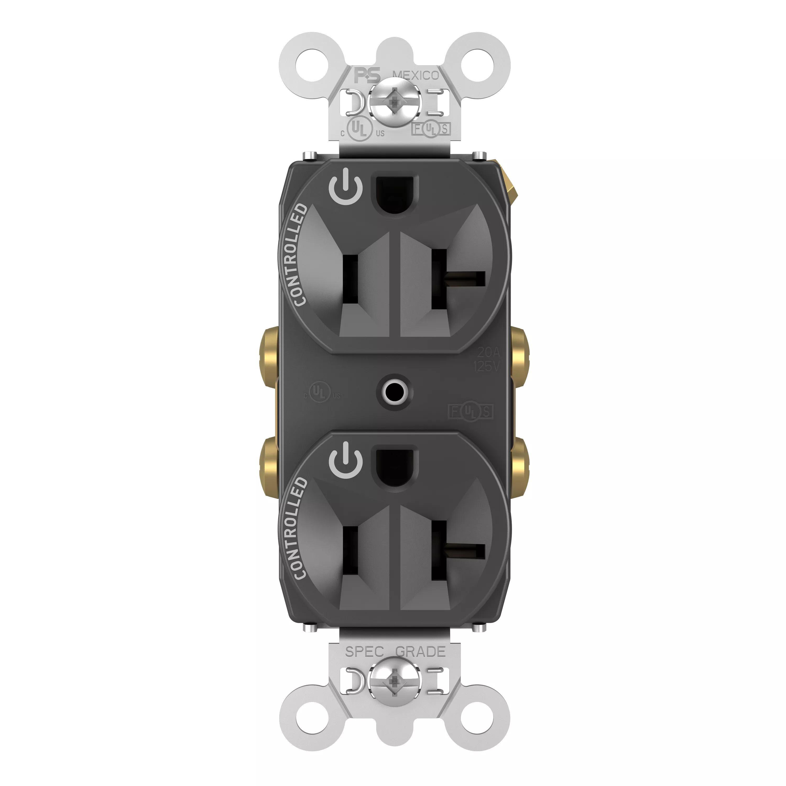 Pass & Seymour 5362CD-BK 20A 125V Dual Control Duplex Outlet - Black