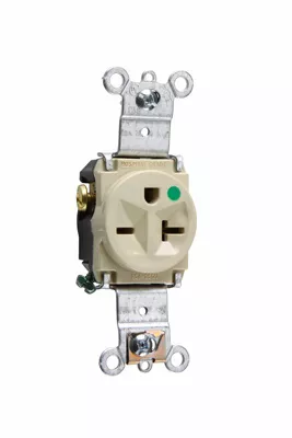 Pass & Seymour 8801-I Heavy-Duty Hospital Grade Single Receptacle, Back & Side Wire, 20A 250V - Ivory