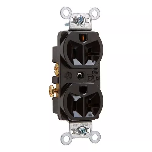 Pass & Seymour CRB5362-BK Construction Spec Grade Duplex Receptacle, Back & Side Wire, 20A 125V - Black