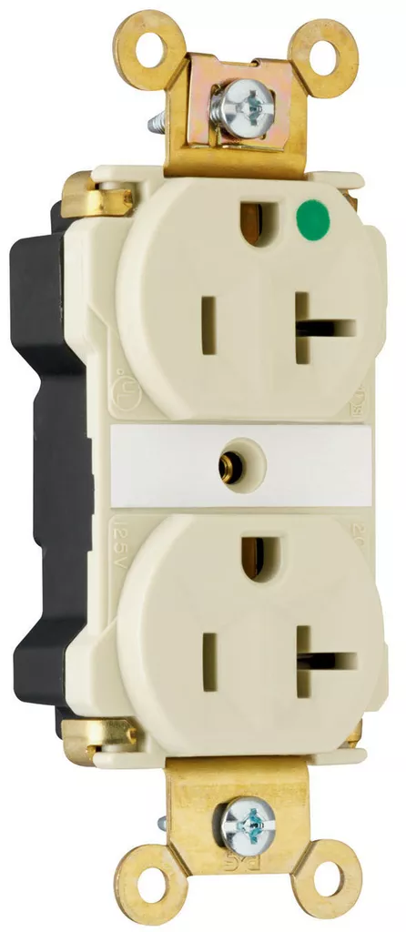 Pass & Seymour PT8300-GRY PlugTail™ Extra Heavy-Duty Hospital Grade Duplex Receptacle 20A 125V - Gray