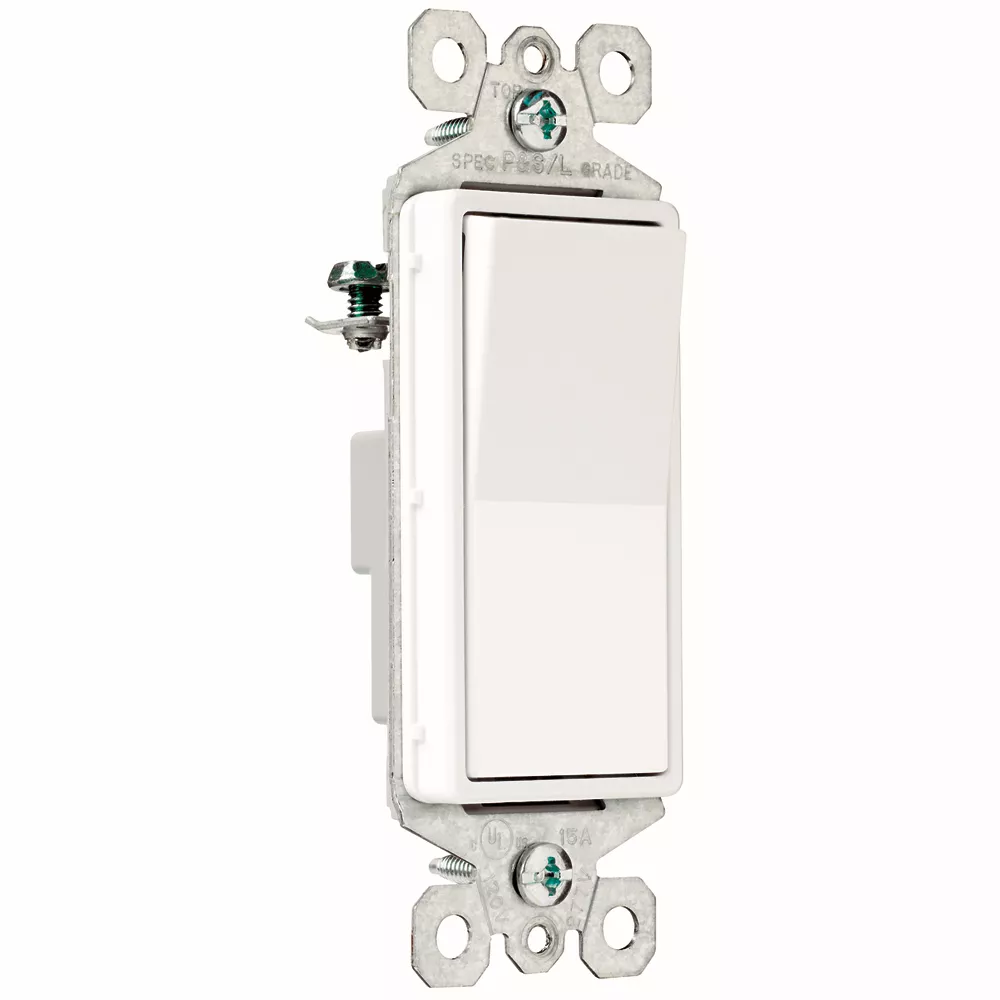 Pass & Seymour TM870-WSL Single Pole, Illuminated Decorator Switch, 15 Amps, 120 Volts, White