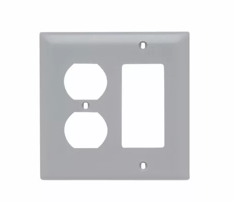 Pass & Seymour TP826-GRY 2Gang Wall Plate, Decorator / Duplex Receptacle, Nylon, Standard - Gray