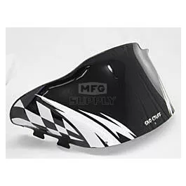 Polaris Generation II Med-Low Flared Windshield Black with White Checkerboard & Lightening Bolt
