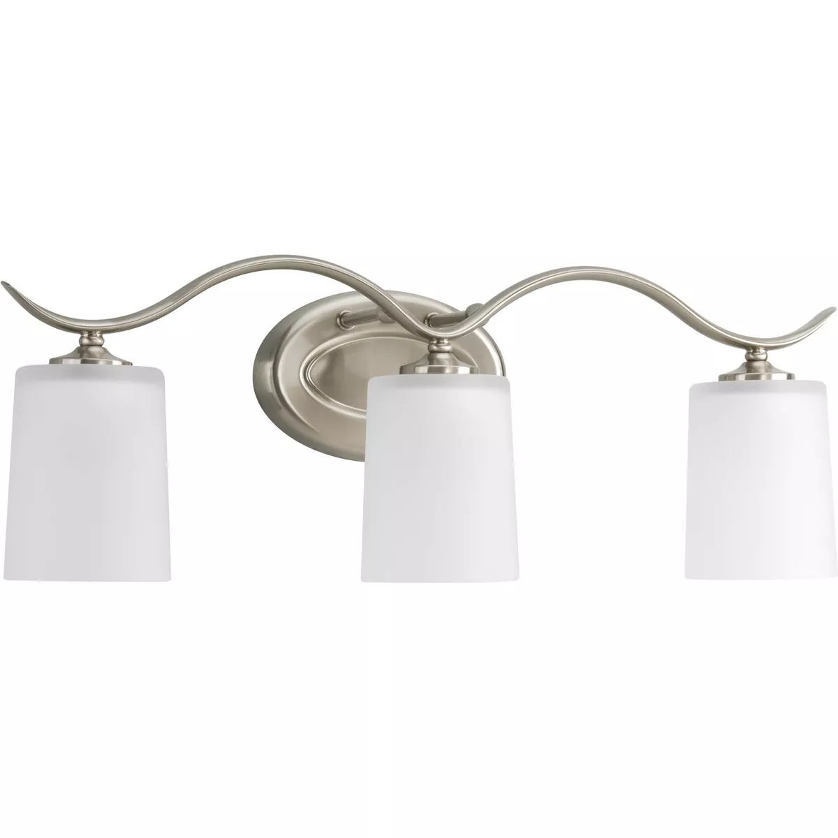 Progress P2020-09 Inspire Collection Three-Light Brushed Nickel Etched Glass Traditional Bath Vanity Light